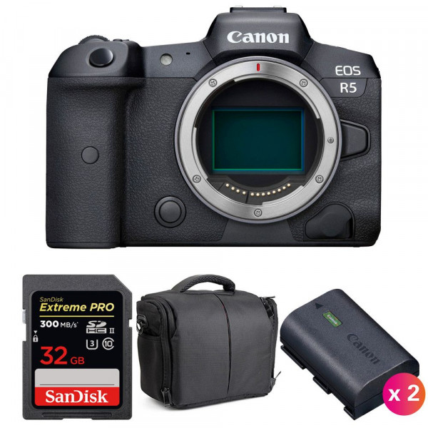 Canon EOS R5 Body + SanDisk 32GB Extreme PRO UHS-II SDXC 300 MB/s + 2 Canon LP-E6NH + Bag-1