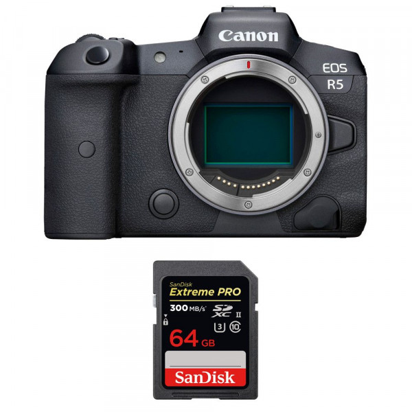 Appareil photo hybride Canon R5 Nu + SanDisk 64GB Extreme PRO UHS-II SDXC 300 MB/s-1