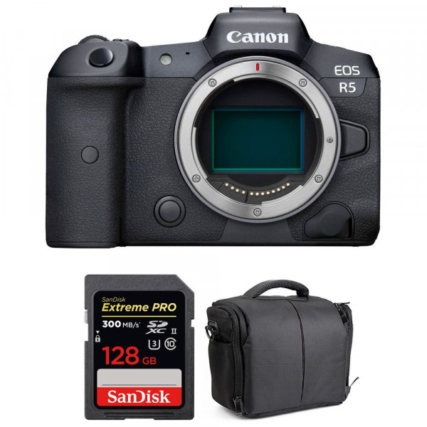 Canon EOS R5 Body + SanDisk 128GB Extreme PRO UHS-II SDXC 300 MB/s + Bag-1