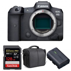 Cámara mirrorless Canon R5 Cuerpo + SanDisk 128GB Extreme PRO UHS-II SDXC 300 MB/s + Canon LP-E6NH + Bolsa-1