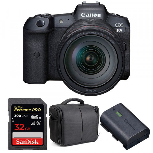 Canon R5 + RF 24-105mm F4L IS USM + SanDisk 32GB UHS-II SDXC 300 MB/s + Canon LP-E6NH + Sac - Appareil Photo Professionnel-1