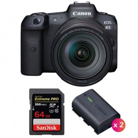 Canon EOS R5 + RF 24-105mm f/4L IS USM + SanDisk 64GB Extreme PRO UHS-II SDXC 300 MB/s + 2 Canon LP-E6NH - Accesorio incluido