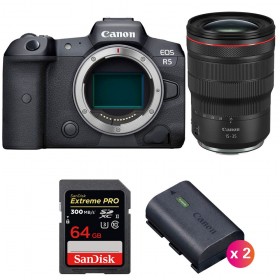 Canon EOS R5 + RF 15-35mm f/2.8L IS USM + SanDisk 64GB Extreme PRO UHS-II SDXC 300 MB/s + 2 Canon LP-E6NH - Contenido de la c