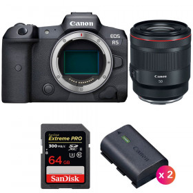 Canon EOS R5 + RF 50mm f/1.2L USM + SanDisk 64GB Extreme PRO UHS-II SDXC 300 MB/s + 2 Canon LP-E6NH - Cámara mirrorless-1