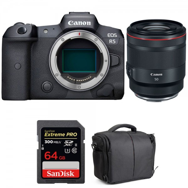 Canon EOS R5 + RF 50mm f/1.2L USM + SanDisk 64GB Extreme PRO UHS-II SDXC 300 MB/s + Bag-1