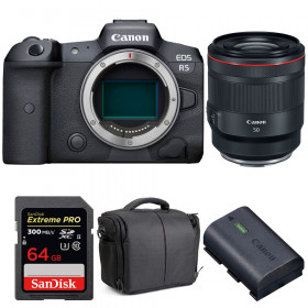 Canon EOS R5 + RF 50mm f/1.2L USM + SanDisk 64GB UHS-II SDXC 300 MB/s + Canon LP-E6NH + Bolsa - Cámara mirrorless-1