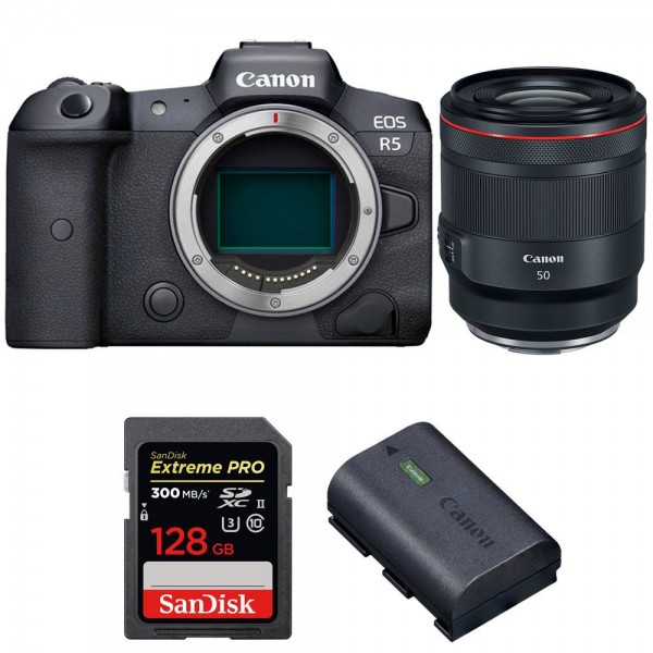 Canon EOS R5 + RF 50mm f/1.2L USM + SanDisk 128GB Extreme PRO UHS-II SDXC 300 MB/s + Canon LP-E6NH - Cámara mirrorless-1