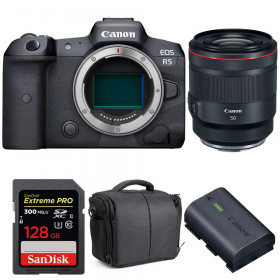 Canon EOS R5 + RF 50mm f/1.2L USM + SanDisk 128GB UHS-II SDXC 300 MB/s + Canon LP-E6NH + Bag-1