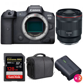 Canon EOS R5 + RF 50mm f/1.2L USM + SanDisk 128GB UHS-II SDXC 300 MB/s + 2 Canon LP-E6NH + Bag-1