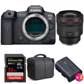 Canon R5 + RF 85mm F1.2L USM + SanDisk 32GB UHS-II SDXC 300 MB/s + 2 Canon LP-E6NH + Sac - Appareil Photo Professionnel-1