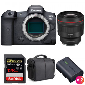Canon EOS R5 + RF 85mm f/1.2L USM DS + SanDisk 128GB UHS-II SDXC 300 MB/s + 2 Canon LP-E6NH + Bag-1