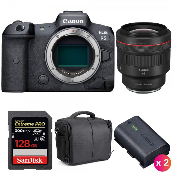 Canon EOS R5 + RF 85mm f/1.2L USM DS + SanDisk 128GB UHS-II SDXC 300 MB/s + 2 Canon LP-E6NH + Bolsa - Camara mirrorless|MCZ DIRECT