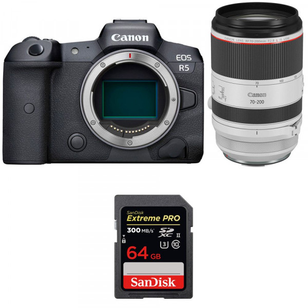 Appareil photo hybride Canon R5 + RF 70-200mm F2.8L IS USM + SanDisk 64GB Extreme PRO UHS-II SDXC 300 MB/s-1