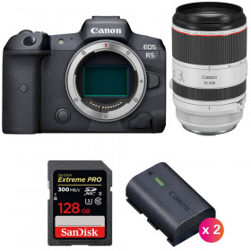 Canon EOS R5 + RF 70-200mm f/2.8L IS USM + SanDisk 128GB Extreme PRO UHS-II SDXC 300 MB/s + 2 Canon LP-E6NH - Cámara mirrorless-
