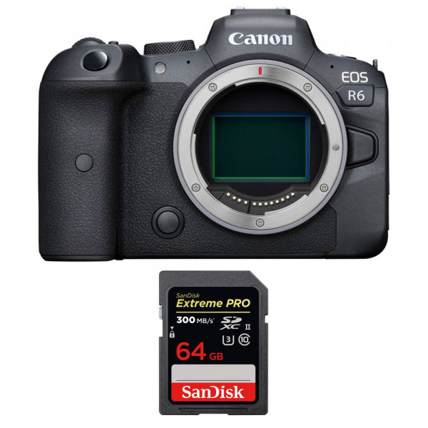 Cámara mirrorless Canon R6 Cuerpo + SanDisk 64GB Extreme PRO UHS-II SDXC 300 MB/s-1