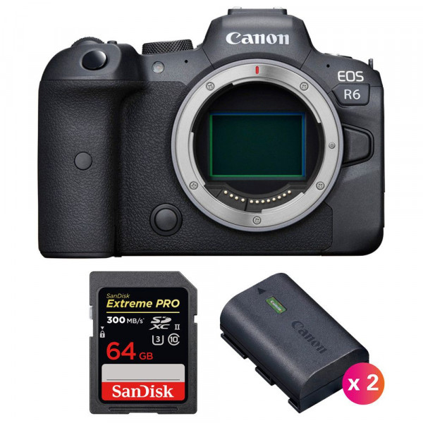 Canon R6 Nu + SanDisk 64GB Extreme PRO UHS-II SDXC 300 MB/s + 2 Canon LP-E6NH - Appareil Photo Hybride-1