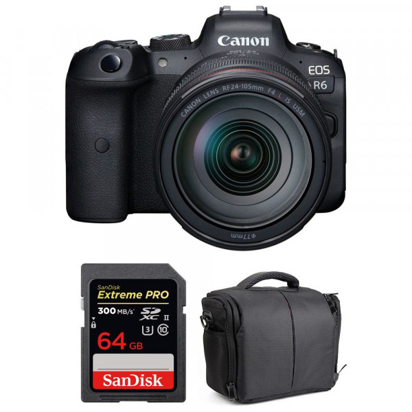 Cámara mirrorless Canon R6 + RF 24-105mm f/4L IS USM + SanDisk 64GB Extreme PRO UHS-II SDXC 300 MB/s + Bolsa-1