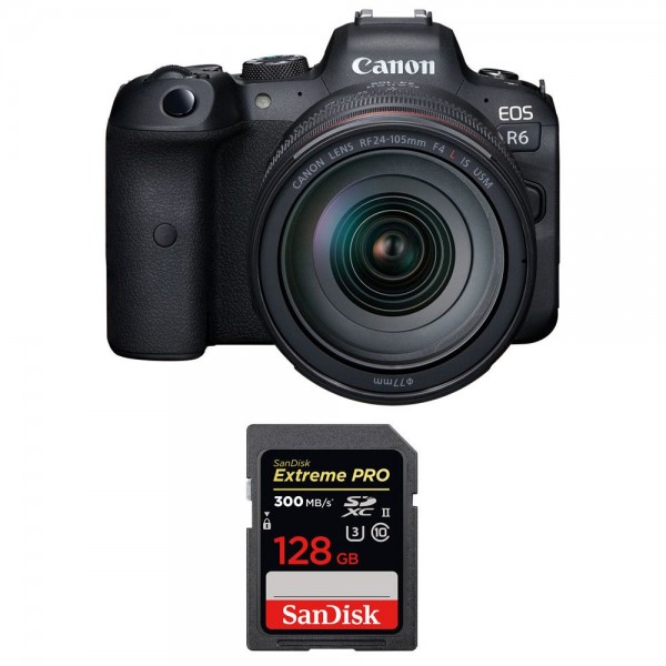 Canon R6 + RF 24-105mm f/4L IS USM + SanDisk 128GB Extreme PRO UHS-II SDXC 300 MB/s - Camara mirrorless|MCZ DIRECT