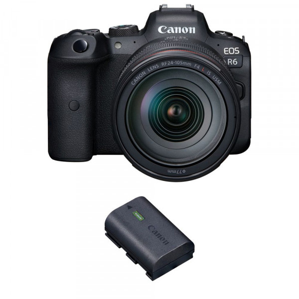 Appareil photo hybride Canon R6 + RF 24-105mm F4L IS USM + 1 Canon LP-E6NH-1