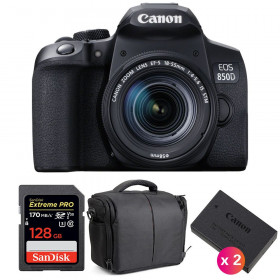 Canon EOS 850D + EF-S 18-55mm f/4-5.6 IS STM + SanDisk 128GB Extreme UHS-I SDXC 170 MB/s + 2 LP-E17 + Bag-1