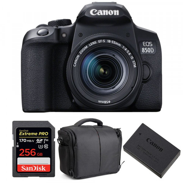 Canon EOS 850D + EF-S 18-55mm f/4-5.6 IS STM + SanDisk 256GB Extreme UHS-I SDXC 170 MB/s + LP-E17 + Bag-1