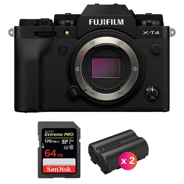 Fujifilm XT4 Nu Noir + SanDisk 64GB UHS-I SDXC 170 MB/s + 2 Fujifilm NP-W235 - Appareil Photo Hybride-1