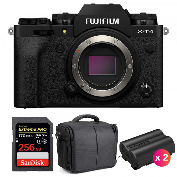 Fujifilm XT4 Nu Noir + SanDisk 256GB UHS-I SDXC 170 MB/s + 2 Fujifilm NP-W235 + Sac - Appareil Photo Hybride-1