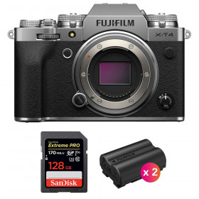 Fujifilm XT4 Nu Silver + SanDisk 128GB UHS-I SDXC 170 MB/s + 2 Fujifilm NP-W235 - Appareil Photo Hybride-1