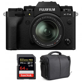 Appareil photo hybride Fujifilm XT4 Noir + XF 18-55mm F2.8-4 R LM OIS + SanDisk 64GB UHS-I SDXC 170 MB/s + Sac-1
