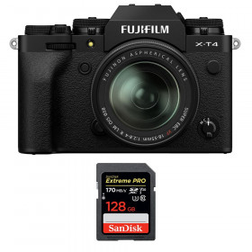 Appareil photo hybride Fujifilm XT4 Noir + XF 18-55mm F2.8-4 R LM OIS + SanDisk 128GB UHS-I SDXC 170 MB/s-1