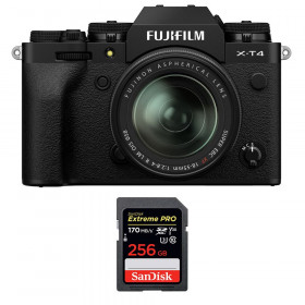 Appareil photo hybride Fujifilm XT4 Noir + XF 18-55mm F2.8-4 R LM OIS + SanDisk 256GB UHS-I SDXC 170 MB/s-1
