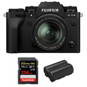 Appareil photo hybride Fujifilm XT4 Noir + XF 18-55mm F2.8-4 R LM OIS + SanDisk 256GB UHS-I SDXC 170 MB/s + Fujifilm NP-W235-1