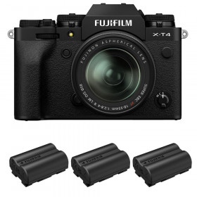 Cámara mirrorless Fujifilm XT4 Negro + XF 18-55mm f/2.8-4 R LM OIS + 3 Fujifilm NP-W235-1