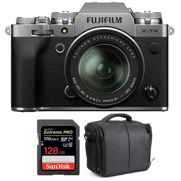 Fujifilm X-T4 Silver + XF 18-55mm f/2.8-4 R LM OIS + SanDisk 128GB UHS-I SDXC 170 MB/s + Bag-1
