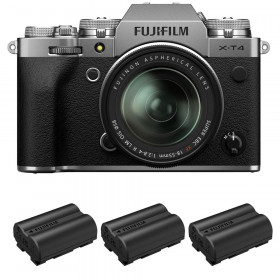 Cámara mirrorless Fujifilm XT4 Silver + XF 18-55mm f/2.8-4 R LM OIS + 3 Fujifilm NP-W235-1