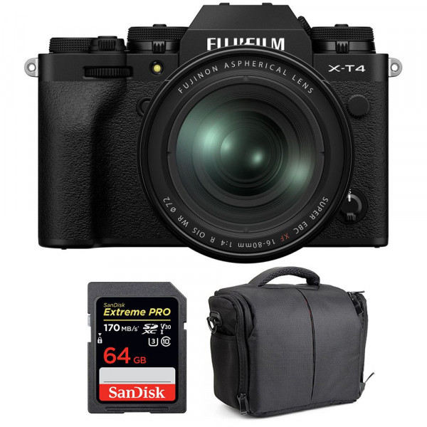 Fujifilm X-T4 Black + XF 16-80mm f/4 R OIS WR + SanDisk 64GB UHS-I SDXC 170 MB/s + Bag-1