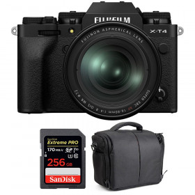 Appareil photo hybride Fujifilm XT4 Noir + XF 16-80mm F4 R OIS WR + SanDisk 256GB UHS-I SDXC 170 MB/s + Sac-1