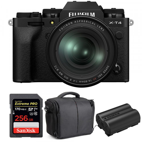 Fujifilm X-T4 Black + XF 16-80mm f/4 R OIS WR + SanDisk 256GB UHS-I SDXC 170 MB/s + NP-W235 + Bag-1