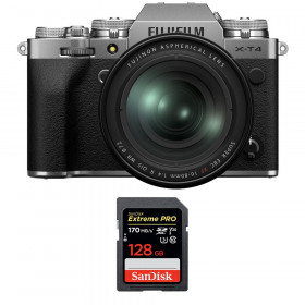Appareil photo hybride Fujifilm XT4 Silver + XF 16-80mm F4 R OIS WR + SanDisk 128GB UHS-I SDXC 170 MB/s-1