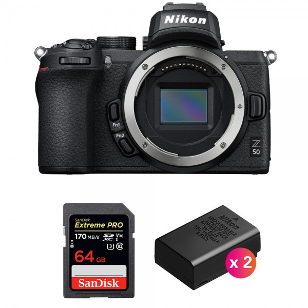 Nikon Z50 Nu + SanDisk 64GB Extreme Pro UHS-I SDXC 170 MB/s + 2 Nik