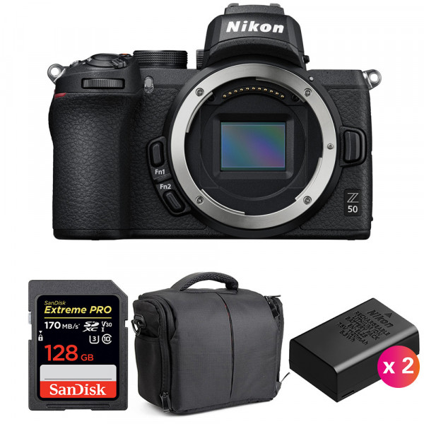 Nikon Z50 Cuerpo + SanDisk 128GB Extreme Pro UHS-I SDXC 170 MB/s + 2 Nikon EN-EL25 + Bolsa - Cámara mirrorless-1