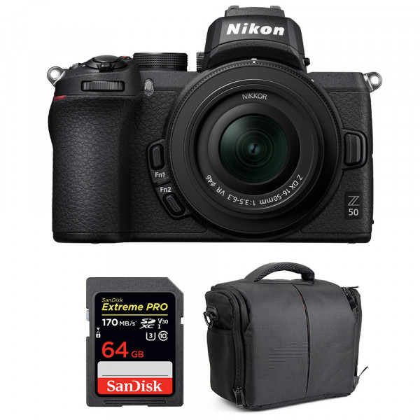 Nikon Z50 + 16-50mm f/3.5-6.3 VR + SanDisk 64GB Extreme Pro UHS-I SDXC 170 MB/s + Bag-1