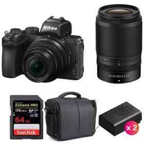 Nikon Z50 + 16-50mm + 50-250mm + SanDisk 64GB Extreme Pro UHS-I SDXC 170 MB/s + 2 Nikon EN-EL25 + Sac - Appareil Photo Hybride-1