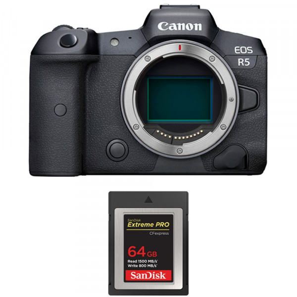Cámara mirrorless Canon R5 Cuerpo + SanDisk 64GB Extreme PRO CFexpress Type B-1