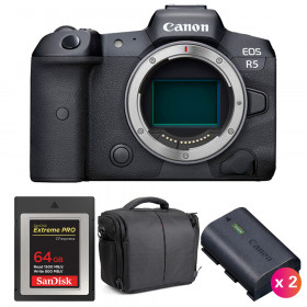 Canon EOS R5 Body + SanDisk 64GB Extreme PRO CFexpress Type B + 2 Canon LP-E6NH + Bag-1