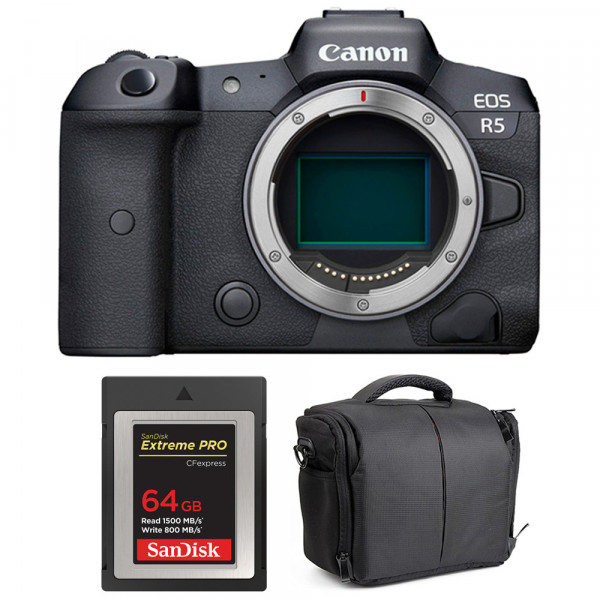 Canon EOS R5 Body + SanDisk 64GB Extreme PRO CFexpress Type B + Bag-1