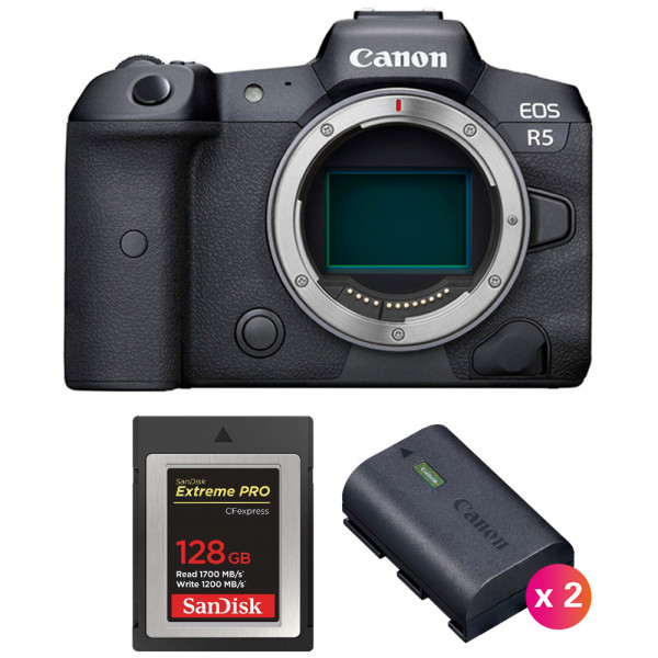 Canon EOS R5 Body + SanDisk 128GB Extreme PRO CFexpress Type B + 2 Canon LP-E6NH-1