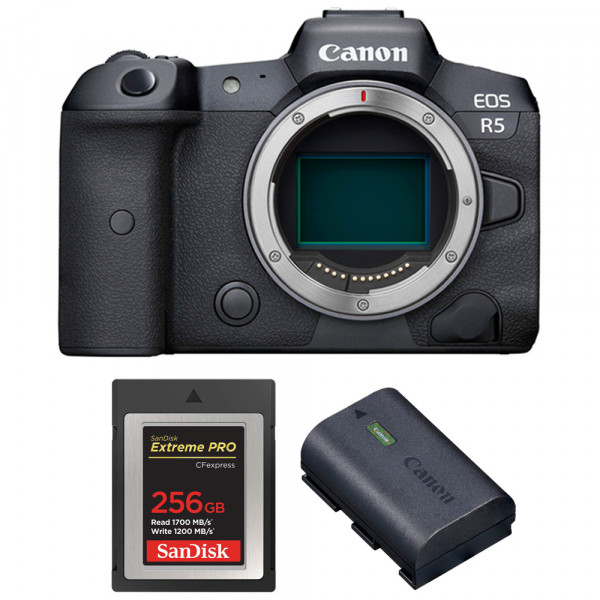 Canon EOS R5 Body + SanDisk 256GB Extreme PRO CFexpress Type B + Canon LP-E6NH-1