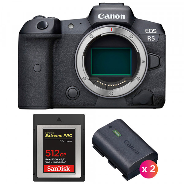 Canon R5 Nu + SanDisk 512GB Extreme PRO CFexpress Type B + 2 Canon LP-E6NH - Appareil Photo Professionnel-1