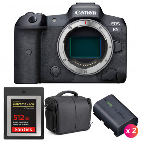 Canon EOS R5 Cuerpo + SanDisk 512GB Extreme PRO CFexpress Type B + 2 Canon LP-E6NH + Bolsa - Cámara mirrorless-1